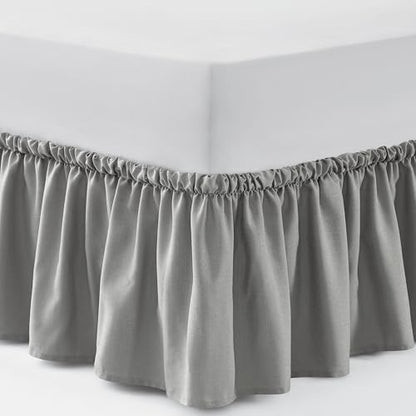 Casual Living Cal King Bed Skirt, Ruffled Wrap-Around, 15" Drop, Grey