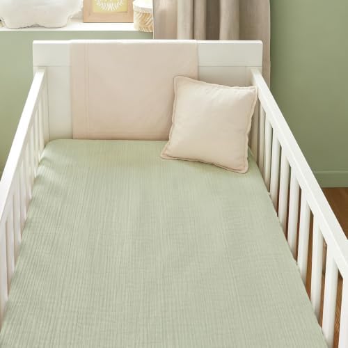 Organic Baby Crib Sheets 52x28 Inches 2 Pack Baby Girls Blossom&GrassGreen