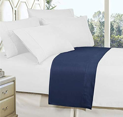 Elegant Comfort Premium Hotel Quality 1-Piece Flat Sheet, Luxury and Softest 1500 Premium Hotel Quality Microfiber Bedding Flat Sheet, Wrinkle-Free, Stain-Resistant, King, Navy Blue