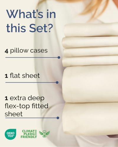 Extra Deep Flex Top Split Head King Sheet Set - 6pc Sheets - Off White