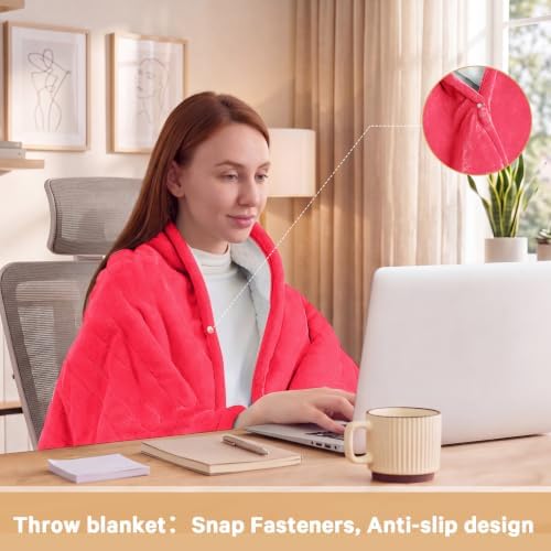 Heated Electric Blanket Twin, Soft Heating Blanket, 62" x 84", Peach