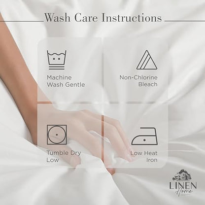 Linen Home 100% Cotton Percale Sheets King Size, White, Deep Pocket, 4 Pieces Set - 1 Flat, 1 Deep Pocket Fitted Sheet and 2 Pillowcases, Crisp Cool and Strong Bed Linen (Pack of 2)