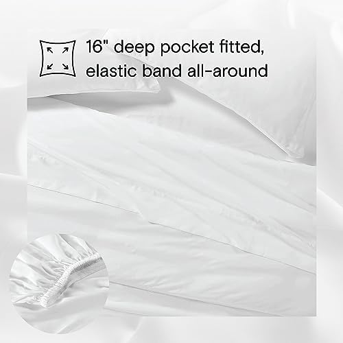 Sijo AiryWeight Tencel Sheet Set, 100% Lyocell Derived from Eucalyptus, Buttery Soft, Architectural Digest Best Cooling Sheets Winner - 4pc - 2 Pillowcases 1 Fitted 1 Top (Snow, Full)