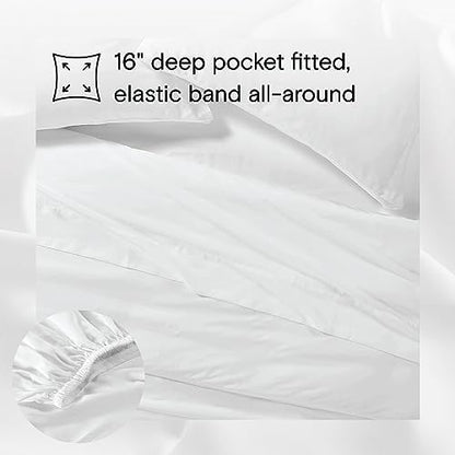Sijo AiryWeight Tencel Sheet Set, 100% Lyocell Derived from Eucalyptus, Buttery Soft, Architectural Digest Best Cooling Sheets Winner - 4pc - 2 Pillowcases 1 Fitted 1 Top (Snow, Full)