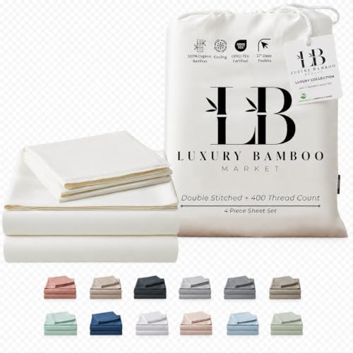 |Twin XL Size Sheet Set | Organically Grown | Ultra Soft & Cooling |100% Viscose | 17" Deep Pocket [Ivory]