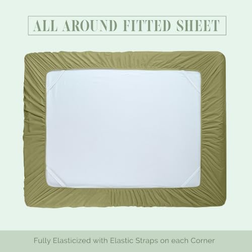 Elegant Comfort 4-Piece Bed Sheet Set - Luxury Bedding 1500 Premium Hotel Quality Microfiber, All Around Elastic 18-24 Inches Deep Fitted Sheet- Extra Deep Pocket Sheets, King, Sage Green