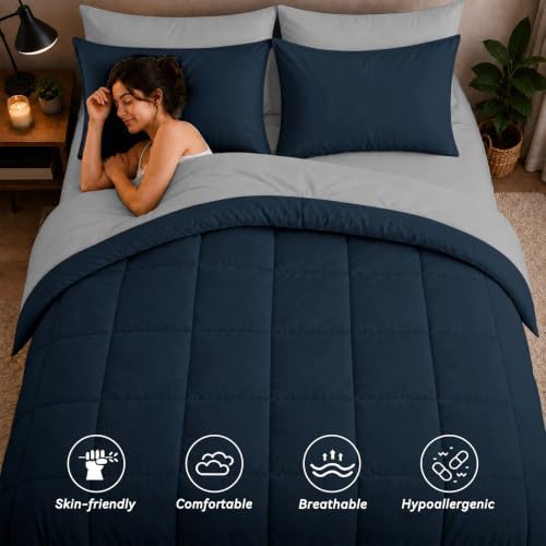Anluoer Full Size Comforter Sets, 7 Piece Bed in a Bag Full Bedding Sets