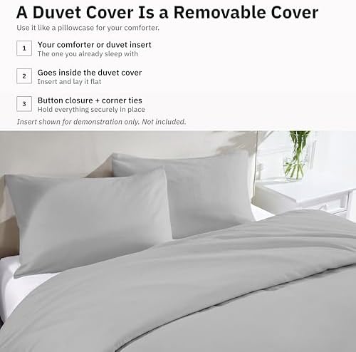California Design Den Luxury Duvet Cover Set Twin XL, Light Grey