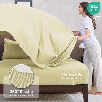 HEVUMYI 5-Piece Twin XL Comforter Set, Cream Yellow Bed in a Bag