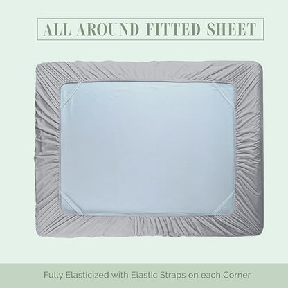 Elegant Comfort 1500 Premium Hotel Quality 18-24 Inches Deep - Extra Deep Pocket Single Fitted Sheet for High Mattress, Luxury and Softest, Smart Pocket - Wrinkle Free, Queen, Silver