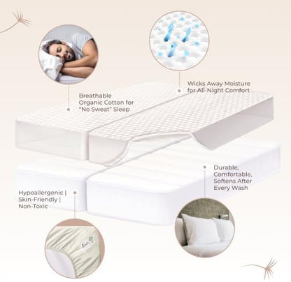Whisper Organics 100% Cotton Organic Quilted Mattress Pad Protector