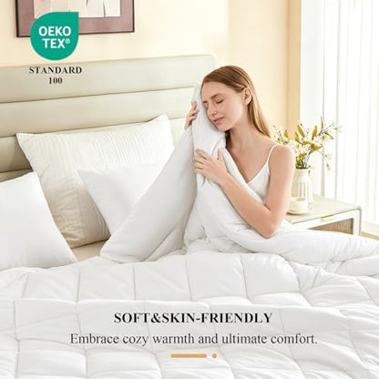 Alaskan King Comforter, Extra Large King Size Comforter Oversized, All Season Soft Lightweight Quilt Down Alternative Duvet Insert with 8 Corner Tabs(132x120, White)
