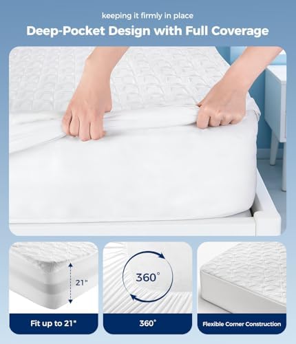 California King Waterproof Mattress Protector, Breathable Cooling Bed Cover