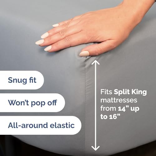 Flex Top Split Head King 4 Piece Sheet Set - Soft & Breathable - Steel Blue