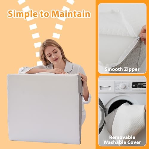 Ruqmuis Wedge Pillow for Acid Reflux, Bed Wedge Pillow for Headboard 10", Pillow Wedge for Back Pain Relief, Post Surgery, Elevated Pillows for Sleeping, Snoring, Triangle Pillow with Cover, White