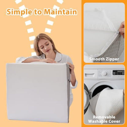 Ruqmuis Wedge Pillow for Sleeping, 12" Bed Wedge Pillow for Headboard, Triangle Incline Wedges for Acid Reflux, Pillows Wedge for Back Pain Relief, Elevated Leg Pillows After Surgery, Snoring, White