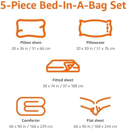 Amazon Basics 5-Piece Soft Microfiber Kid's Bed-in-a-Bag Bedding Set, Twin, Green, Solid