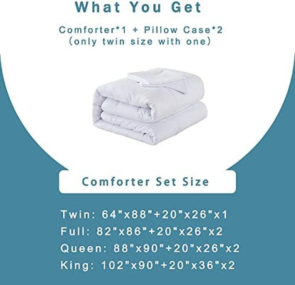 DOWNCOOL Queen Comforter Set -All Season Bedding Comforters Sets with 2 Pillow Cases-3 Pieces Bedding Sets Queen -Down Alternative White Queen Size Comforter Sets(88"x92")