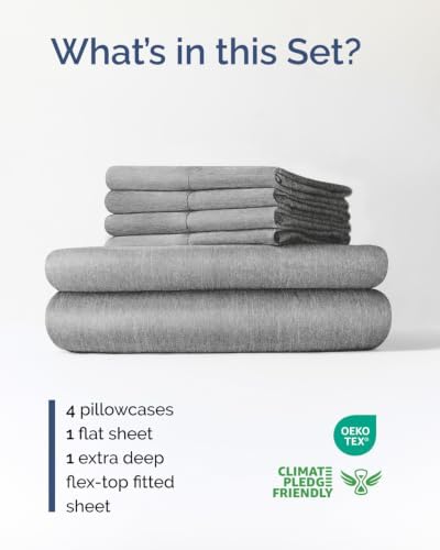 Extra Deep Flex Top Split Head King Sheet Set - 6pc Sheets - Heathered Grey