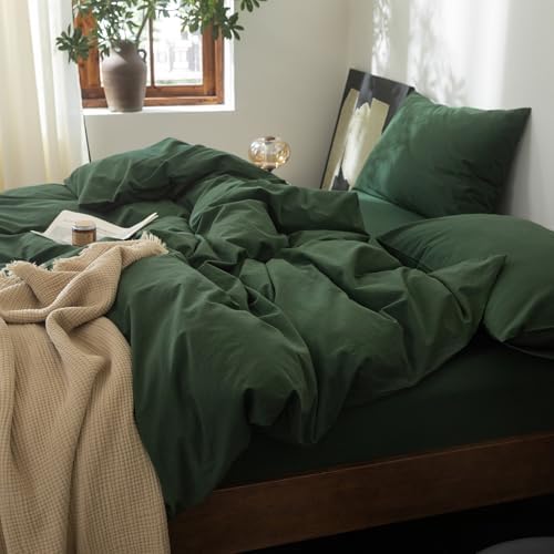 FOSSA Duvet Cover Set 100% Washed Cotton Linen Feel Super King