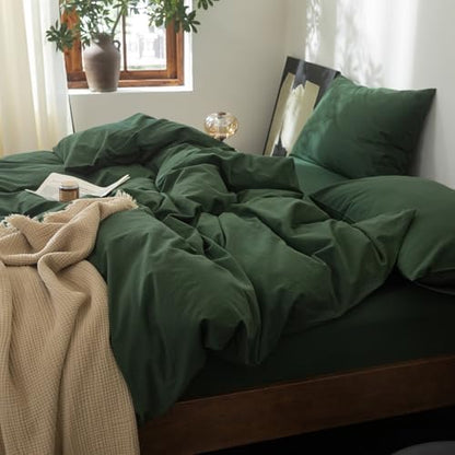 FOSSA Duvet Cover Set 100% Washed Cotton Linen Feel Super King