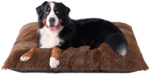 EHEYCIGA Fluffy Dog Crate Bed, Plush XX Large Dog Pillow, Coffee