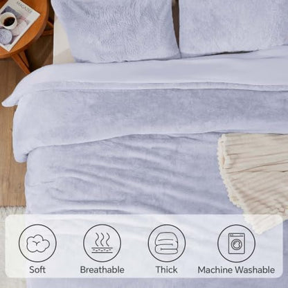 BEDELITE Faux Fur King Comforter Set Lavender,Warm Comforter for Winter
