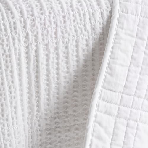 Levtex Home - Cloud Waffle - Throw - Waffle Textured - Bright White - Throw (50x60in.) - Cotton