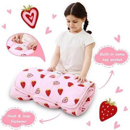 Lasoftan Toddler Nap Mat with Pillow and Blanket, Extra Large Rolled Napping Mats,Slumber Bags for Boys Girls,Kids Sleeping Bag for Daycare, Preschool Travel Camping