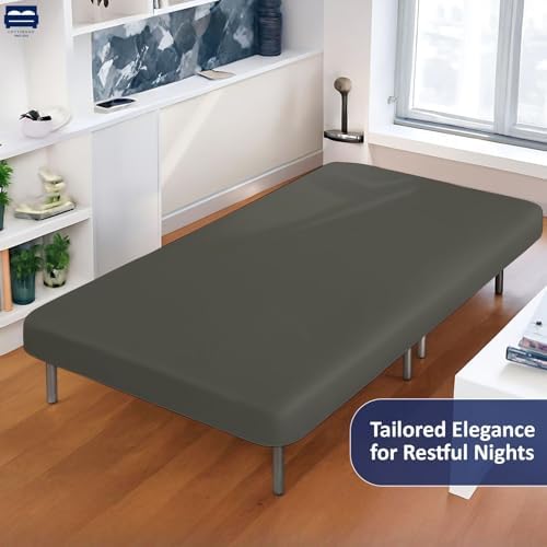 1 PC Cot Size 33" x 75" Fitted Sheet Only, 100% Egyptian Cotton, Dark Grey
