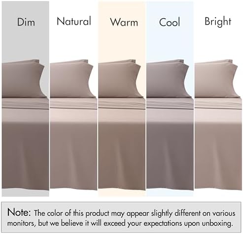 RUVANTI 100% Cotton Twin XL Sheets, Percale Weave Twin XL Set, Warm Mocha