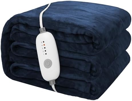 Electric Heated Blanket Full Size 72"x84", Dark Blue