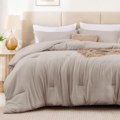 Love's cabin Burlwood Queen Comforter Set, 3-Piece Prewashed Bed Set