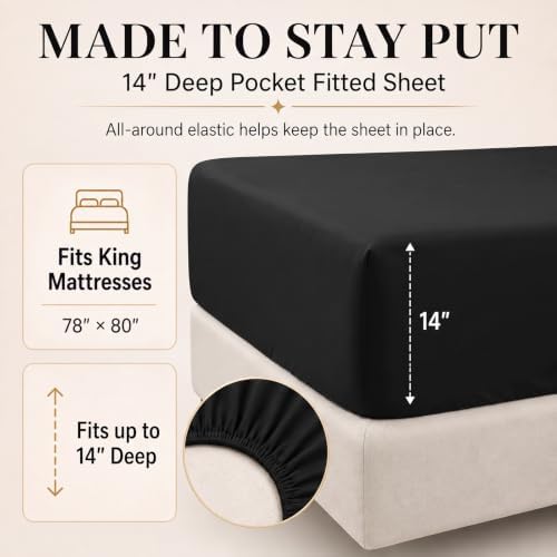 CozyLux Oversized King Comforter Set Black, 7 Pieces Bed in a Bag