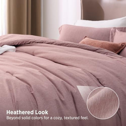 Bedsure Dusty Pink Queen Comforter Set, Cationic Dyed Bedding Set 3 Pcs