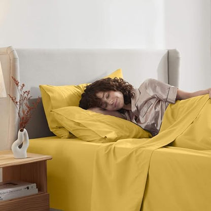 Nestl Twin XL Sheet Set - Bed Sheets - Yellow - 3-Piece Deep Pocket
