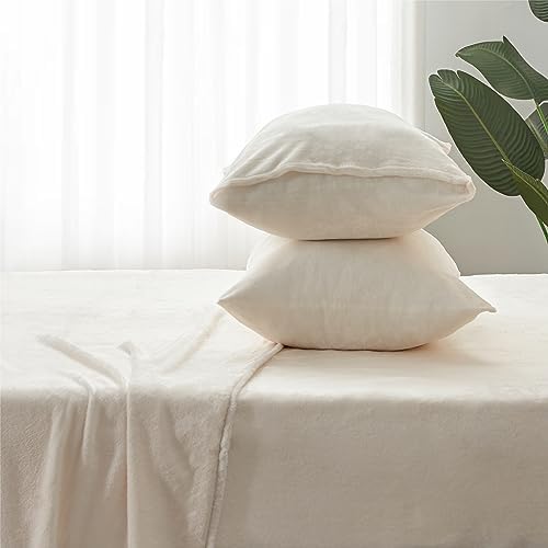 BEDELITE Flannel Sheets Twin XL Size, White, 3 Pieces