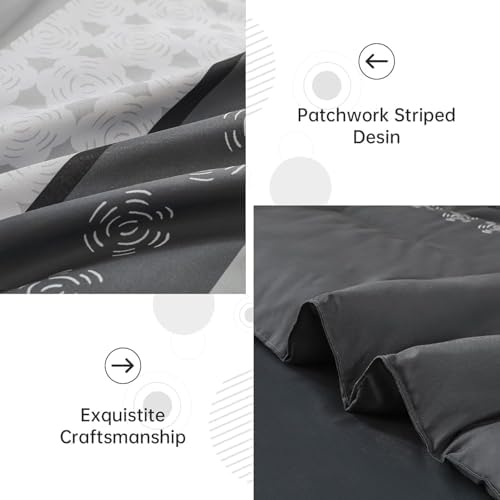 Anibedding Grey Comforter Set Full Size,8 Pieces Striped Bed in a Bag