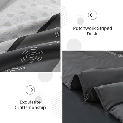 Anibedding Grey Comforter Set Full Size,8 Pieces Striped Bed in a Bag