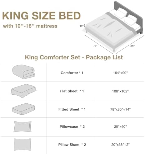 HYMOKEGE Rose Gold/Light Grey King Size Comforter Set Seersucker 7 Pieces, All Season Luxury Bed in a Bag for Bedroom, Bedding Set with Comforter, Sheets, Pillowcases & Shams