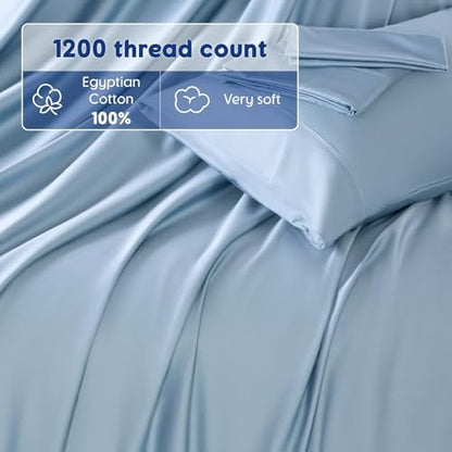 SONORO KATE 100% Egyptian Cotton Sheets,1200 Series,Cal King Size