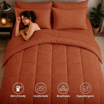 Anluoer Full Size Comforter Sets, 7 Piece Bed in a Bag Full Bedding Sets
