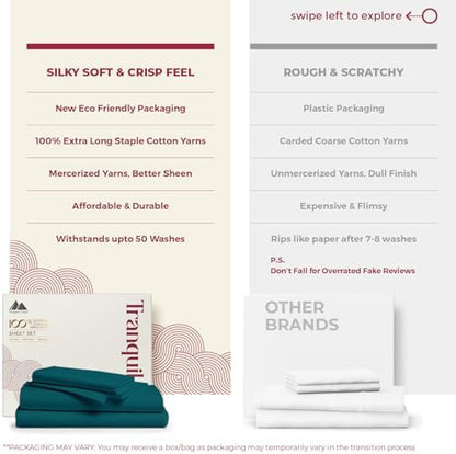 Mayfair Linen Egyptian Cotton Teal Queen Sheets Set - Luxury 800 Series High Thread Count Queen Bed Sheet Set (4 PC), Soft Cooling 16" Deep Pocket Hotel Quality Bed Sheet Set - Tranquil Collection