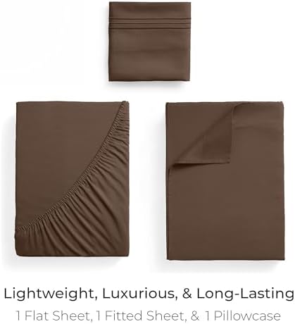 Mellanni Iconic 3-Piece, Ultra Soft Sheet Set (Twin XL, Brown)
