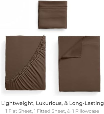 Mellanni Iconic 3-Piece, Ultra Soft Sheet Set (Twin XL, Brown)