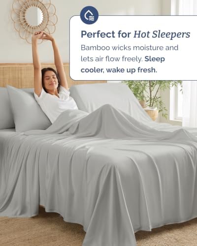 100% Rayon Derived from Bamboo Sheets - Split Head King - Light Grey