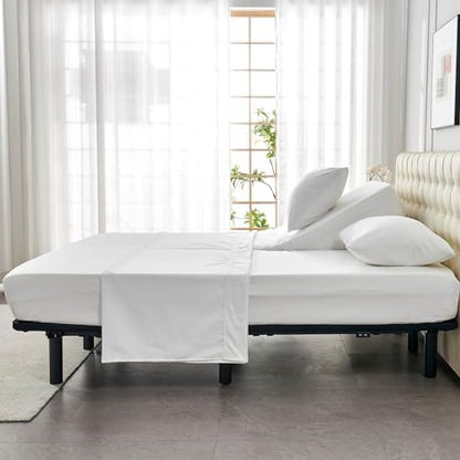 Kingnex 28-30 Split Top King Sheets Sets for Adjustable Bed White