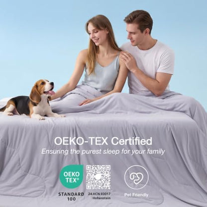 MUXHOMO Cooling Comforter Queen Size, Cooling Blanket for Hot Sleepers and Night Sweats, Lightweight Summer Comforter with Breathable Bamboo-Derived Rayon Fill, 90x90 Inches, Cool Gray