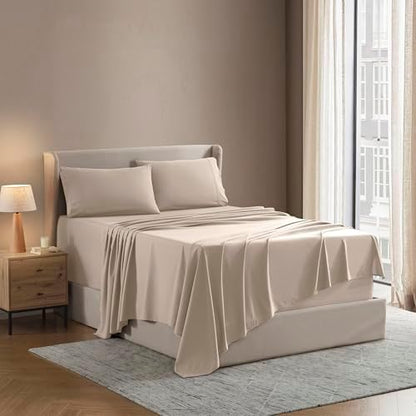 Nestl Full XL Sheet Set - Bed Sheets - Beige Cream - 4-Piece Deep Pocket