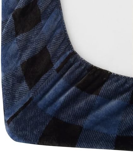 Elegant Comfort Luxuriously Soft 4-Piece Velvet Plush Flannel Sheet Set - Premium Quality - Cozy Warm, Anti-Static, Non Pilling Fuzzy Velvet Flannel Fleece Deep Pocket Sheet Set - Full, Buffalo Blue